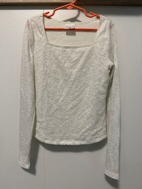 abercrombie kids Ivory Long-Sleeve Square Neck Top